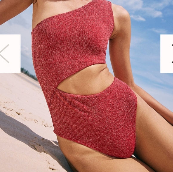 Beach Riot Other - Beach Riot Red One-Shoulder Cutout One Piece
